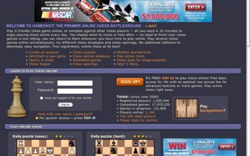 Chess puzzles presented at the GameKnot site.