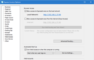 Express Invoice Invoicing Software - Options