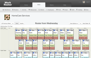 Home Care Roster screenshot from WorkRoster.com