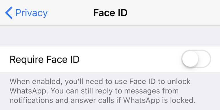 WhatsApp iOS update implements optional Touch ID/Face ID lock option image