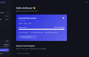 Homepage, technology selector