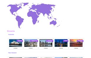Browsing itineraries per continent and city