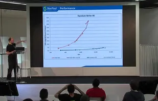 Snapshot from the StorPool presentation at the OpenStack Summit - Some performance figures of StorPool