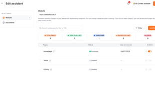 WebsiteChat allows adding custom URLs and PDFs which is used as knowledge to train your chat assistant