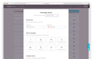 Select from 8 different type of campaigns depending on your marketing objective.