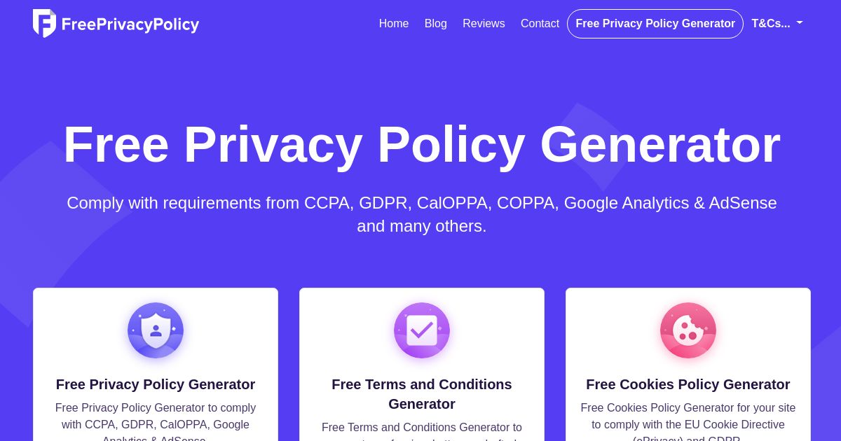 1 Privacy Policy Generator: Free, CCPA, GDPR, CalOPPA - Privacy Policies