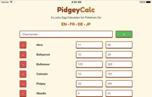 PidgeyCalc screenshot 2