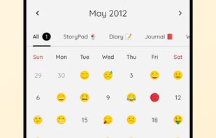 Track your mood with 45+ emotion in a calendar view.