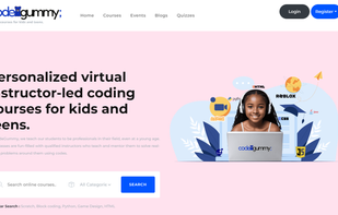 Our welcome page were you can search for a course for the young ones.