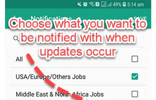 Click on Notification icon to and choose your job category