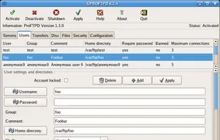 ProFTPD screenshot 1