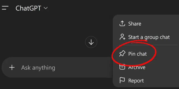 ChatGPT adds pinned chat support for iOS, Android, and web users