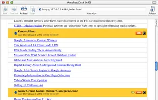 All the channels that you've subscribed to are available in the main Channels page shown here. On this page, you can read each of the channel's items, access the channel's website or email the channel owner (if possible). You can also remove the channel by clicking the "close box".