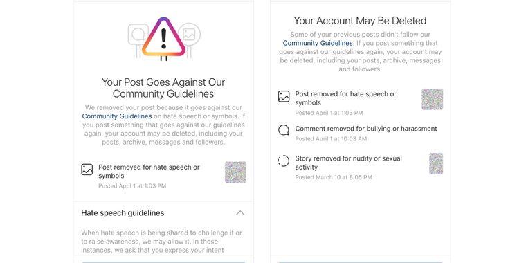 Instagram will now alert users that are close to having their account banned