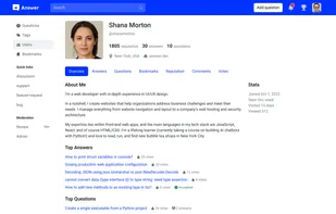 User Page on Desktop