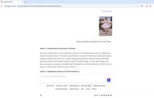 Boost your sales listings. Automatically generate creative marketing copy and product details just by asking the AI to describe photo content