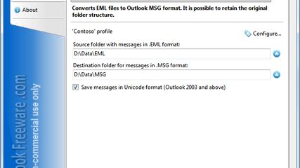 Free and easy converts message files from EML to MSG format.