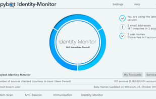 Spybot Identity Monitor Main View
