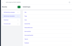 The content editing UI at commispark.com automatically adapts to repository content and is fully branch-enabled, making it easy to work on different content changes in parallel