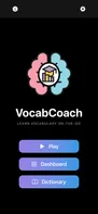 Landing page of VocabCoach provides 3 options to the users.