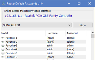Router Default Password screenshot 1