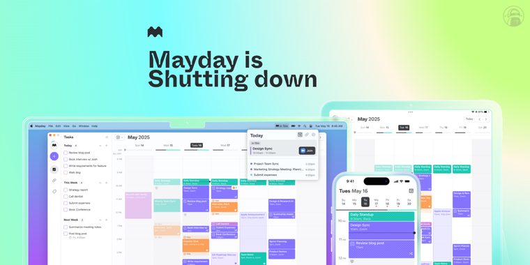 Mayday calendar app announces acquisition and upcoming termination of all services image