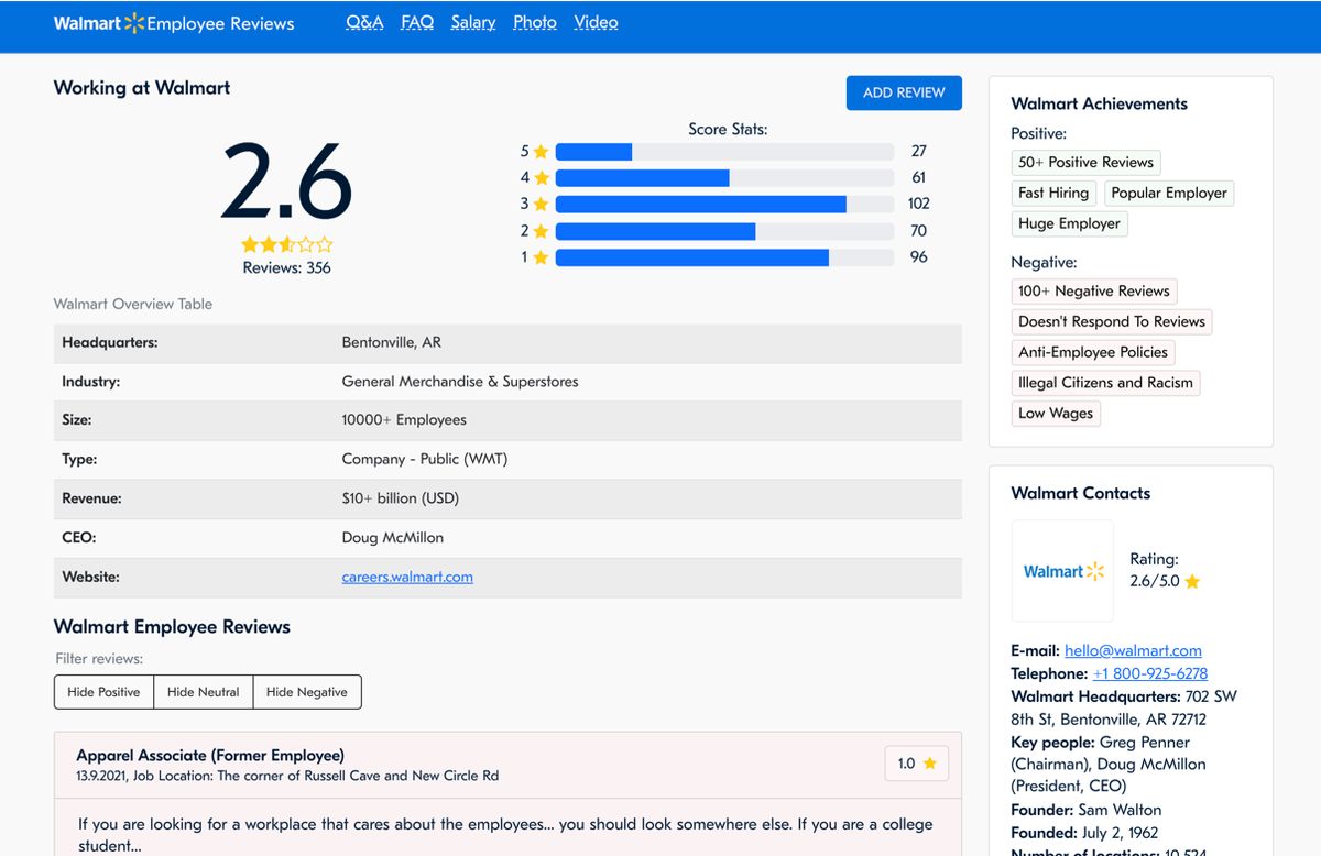 Walmart Employee Reviews Alternatives and Similar Sites / Apps