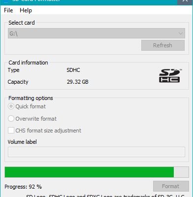 sd association sd card formatter