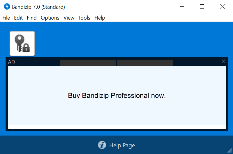Bandizip archiver utility now has paid versions and ads for the free standard edition