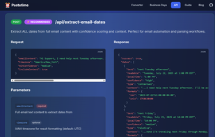 Email date extraction API