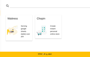 telescope is apio's app explorer. users can create and configure apps and APIs through UI.