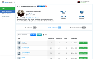 Fake followers list