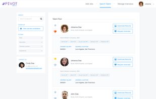 Pivot Health's search talent page for healthcare employers