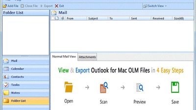 Initial screen of SysTools Outlook Mac Exporter Software . Start Off by adding the OLM files which needs to be converted into PST file format.