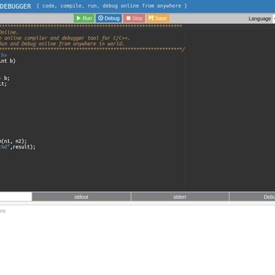 Online GDB is online ide with compiler and debugger for C/C++