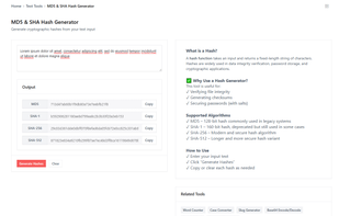 MD5 & SHA Hash generator