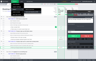 Test-case style formatting; modern javascript-powered UI.