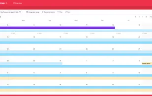 Product roadmap example - calendar view