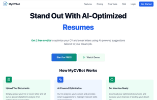 MyCVBot homepage