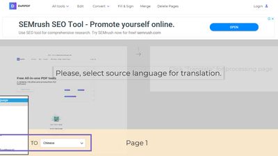 Deft PDF translation tool which is easy to use and free