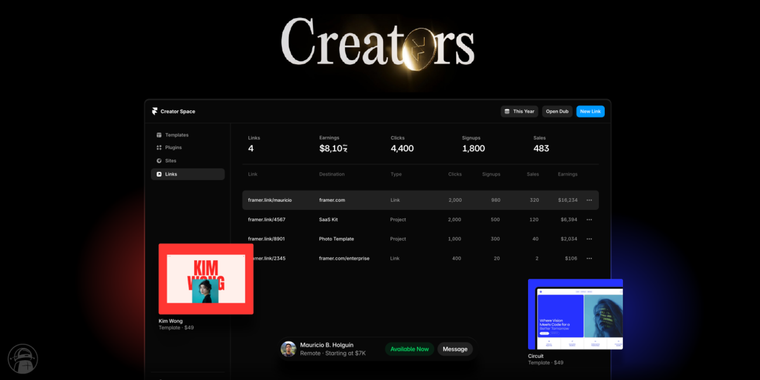 Framer launches a new Dashboard for Framer Creators to track earnings and insights