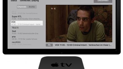 The client on Apple TV.