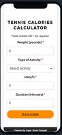 Tennis Calories Calculator screenshot 2