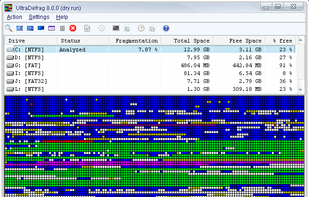Defragmentation - disk usage before processing.