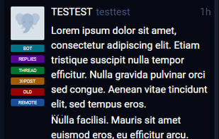 Get a quick insight if a status is part of a thread, has replies, is from a bot, is old, is cross-posted (limited to local TL) or is remotely fetched.