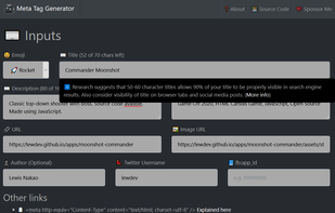 Helpful tool tips appear on each field providing insights and sources on making optimal choices.