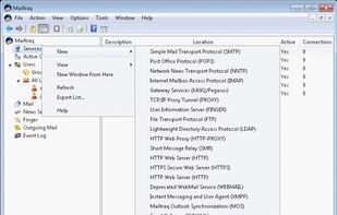 Mailtraq email server for Windows main Console