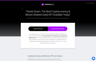 Nomics crypto market data API home page