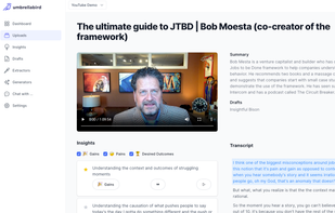 Extracted insights, summary, and transcript