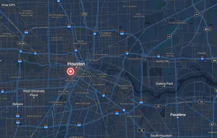 Rain radar overlay on a street map. So you can see where rain is on your route. 